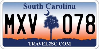 SC license plate MXV078