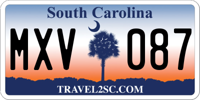 SC license plate MXV087