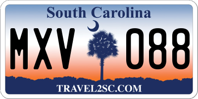 SC license plate MXV088