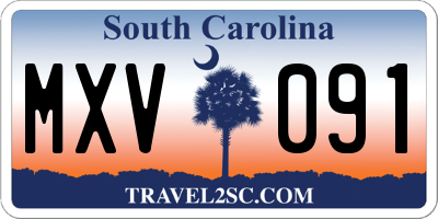 SC license plate MXV091
