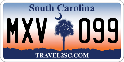 SC license plate MXV099