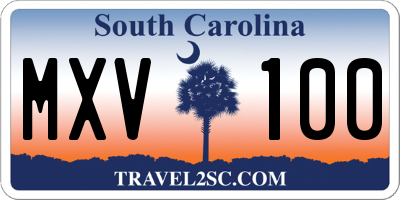 SC license plate MXV100