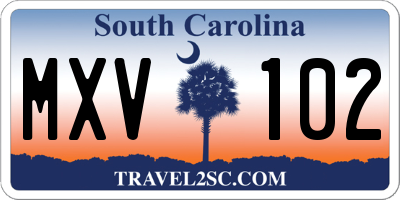 SC license plate MXV102
