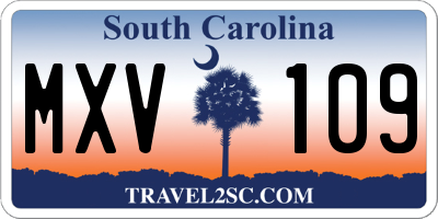 SC license plate MXV109
