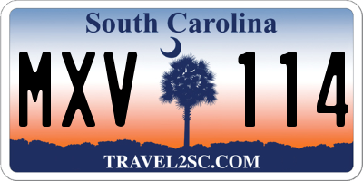 SC license plate MXV114