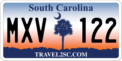 SC license plate MXV122