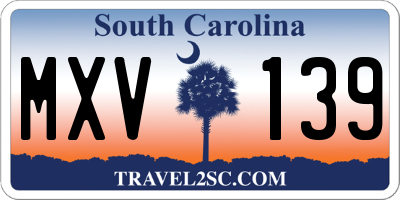 SC license plate MXV139