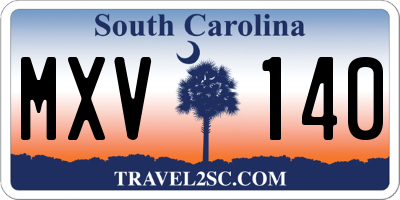 SC license plate MXV140