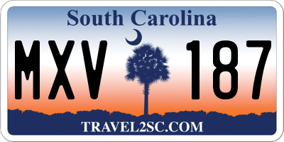 SC license plate MXV187