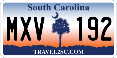 SC license plate MXV192
