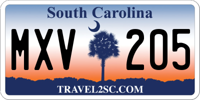 SC license plate MXV205