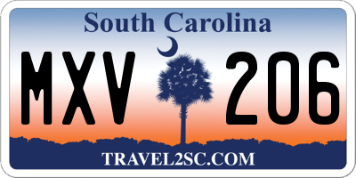 SC license plate MXV206