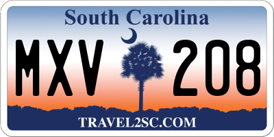 SC license plate MXV208