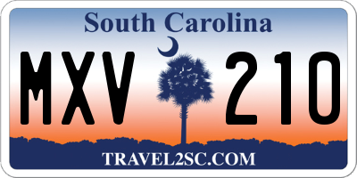 SC license plate MXV210