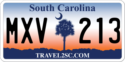 SC license plate MXV213