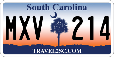 SC license plate MXV214