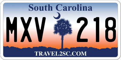 SC license plate MXV218