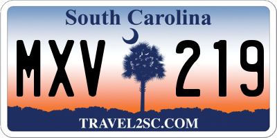 SC license plate MXV219