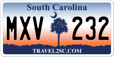 SC license plate MXV232