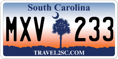 SC license plate MXV233