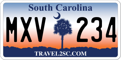 SC license plate MXV234