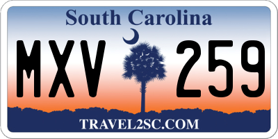 SC license plate MXV259