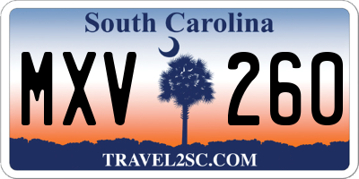 SC license plate MXV260