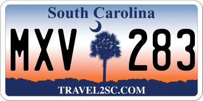 SC license plate MXV283