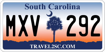 SC license plate MXV292
