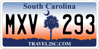 SC license plate MXV293