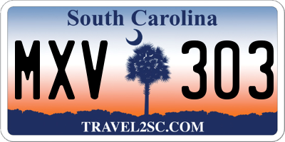 SC license plate MXV303