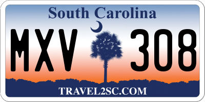 SC license plate MXV308