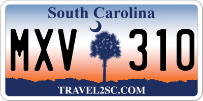SC license plate MXV310