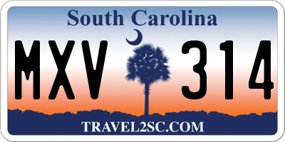 SC license plate MXV314