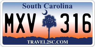 SC license plate MXV316