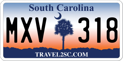 SC license plate MXV318