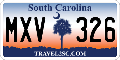 SC license plate MXV326
