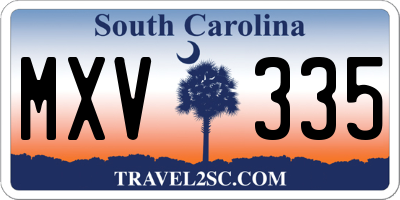 SC license plate MXV335