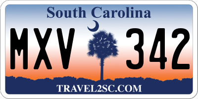 SC license plate MXV342