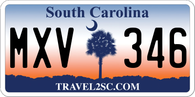 SC license plate MXV346