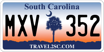 SC license plate MXV352