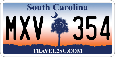 SC license plate MXV354