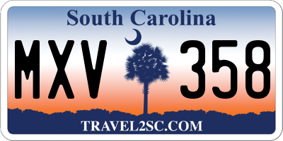 SC license plate MXV358