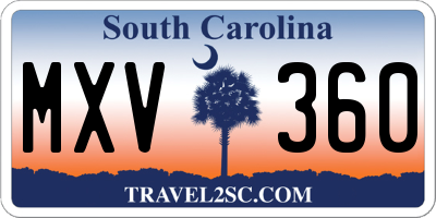 SC license plate MXV360
