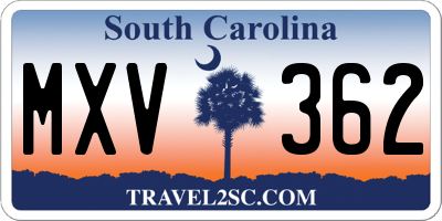SC license plate MXV362