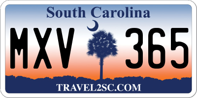 SC license plate MXV365