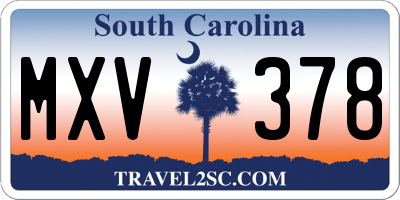 SC license plate MXV378