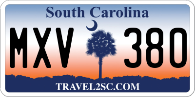 SC license plate MXV380