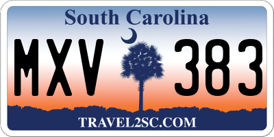 SC license plate MXV383