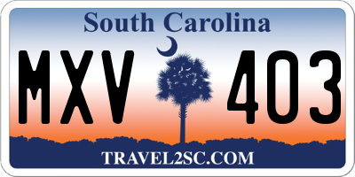 SC license plate MXV403
